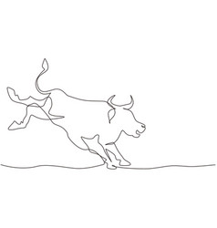 Single One Line Drawing Rampage Bull Kick Back