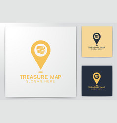 Treasure Chest And Map Point Logo Design