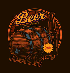 Beer Label With Wooden Barrel