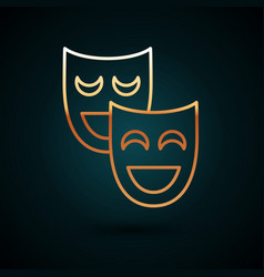 Gold Line Comedy Theatrical Masks Icon Isolated