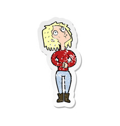 Retro Distressed Sticker Of A Cartoon Woman