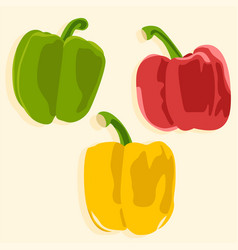 Set Of Red Green And Yellow Bell Peppers