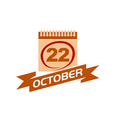 22 October Calendar With Ribbon