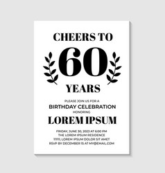 60th Birthday Or Anniversary Invitation Card