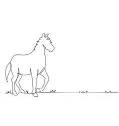 Single One Line Drawing Running Horse Sketch