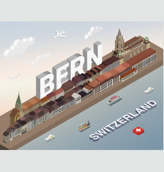 3d Isometric Skyline Of Swiss City Bern