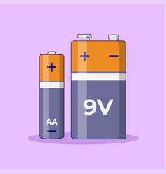 Battery Aa And 9 Volts Icon With Outline