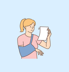 Confused Woman With Broken Arm Read Prescription