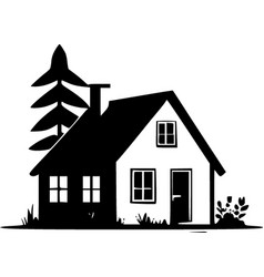 Cottage - Black And White Isolated Icon