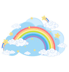 Pastel Rainbow With Clouds Isolated