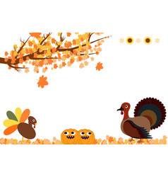 Thanksgiving Day Border With Autumn Leaves