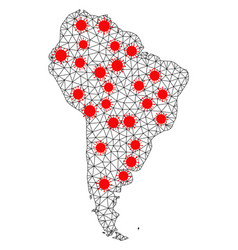 Wire Frame Polygonal Map South America With Red