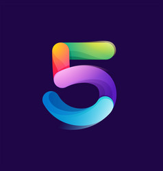 Number Five Logo Made Of Overlapping Colorful