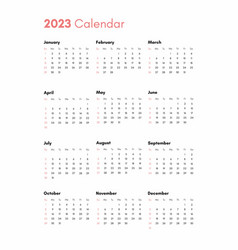 Pocket Calendar On 2023 Year Vertical View