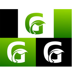 Abstract Letter G Green Leaf Logo