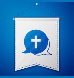 Blue Christian Cross Icon Isolated On