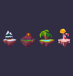 Set Of Floating Islands For Game Ui