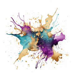 Blue Beige Violet Watercolor Splash Blot Splatter