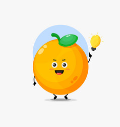 Cute Orange Character With Light Bulb Idea