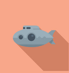 Deep Submarine Icon Flat Sea Ship