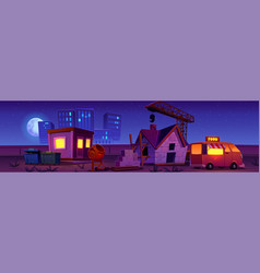 House Construction Site Night Cityscape Background