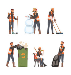 Man Garbage Collector Collecting And Sorting Waste