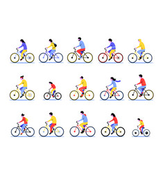 Person On Bike Cartoon Active Men And Women Ride