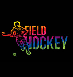 Field Hockey Font Design With Male Player Action