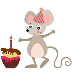 Happy Birthday Mouse And Cake With Candle