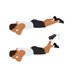 Man Doing Prone Or Lying Knee Bends Exercise Flat