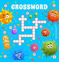 Cartoon Germs And Viruses On Crossword Worksheet