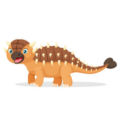 Cute Happy Ankylosaurus Cartoon On White