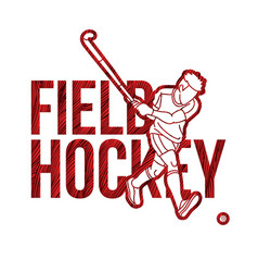 Field Hockey Font Design With Male Player Action