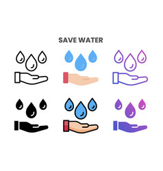 Save Water Icons Set With Different Styles