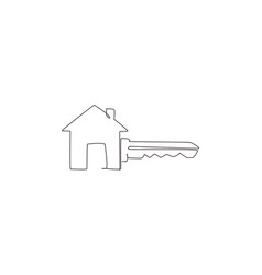 Single Continuous Line Drawing Elegant Key House