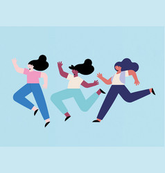 Three Diversity Girls Running