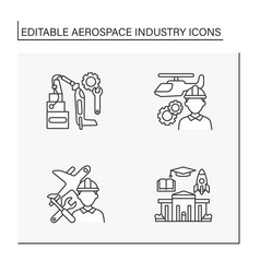 Aerospace Industry Line Icons Set