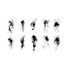 Brushstroke Drops Set Black And White Ink Paint