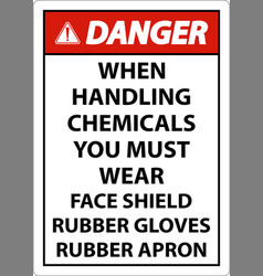 Danger Handling Chemicals Sign On White Background