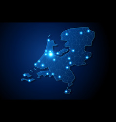 Netherlands - Country Shape With Lines Connecting