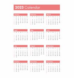 Pocket Calendar On 2023 Year Vertical View