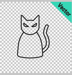 Black Line Cat Icon Isolated On Transparent