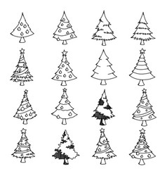 Christmas Tree Doodle Icon Set Drawing Sketch