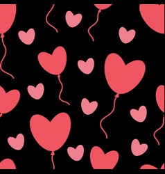 Pattern Of Pink Hearts And Balloons On A Black