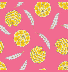 Yellow Peonies On Pink Seamless Pattern