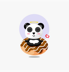 Cute Panda Doing Yoga With Donut Icon