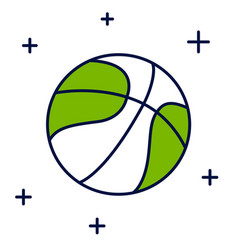 Filled Outline Basketball Ball Icon Isolated