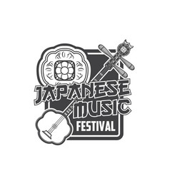 Japanese Music Festival Icon With Shamisen