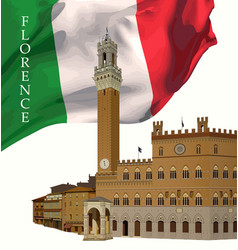 Palazzo Vecchio In Florence With The Italian Flag