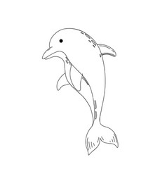 Cute Dolphin Outline Hand Drawn Doodle Cartoon